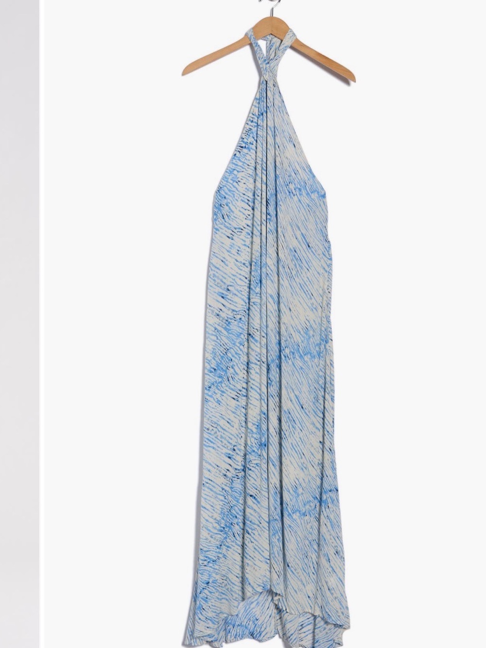 NWT Elan Blue White Abstract Print Halter Maxi Dress Open Back Resort Medium - Picture 3 of 3